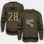 Camiseta Hockey New York Rangers Paul Carey 2018 Salute To Service Verde Militar