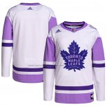 Camiseta Hockey Toronto Maple Leafs Blank Practice Autentico 2018 Fights Cancer Blanco Violeta