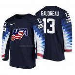 Camiseta Hockey USA Johnny Gaudreau 2018 IIHF World Championship Jugador Negro