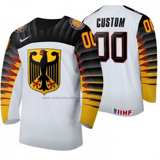 Camiseta Hockey Alemania Personalizada Primera 2020 IIHF World Junior Championship Blanco
