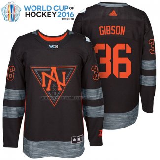 Camiseta Hockey America del Norte John Gibson Premier 2016 World Cup Negro
