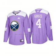 Camiseta Hockey Buffalo Sabres Josh Gorges Autentico 2018 Fights Cancer Violeta