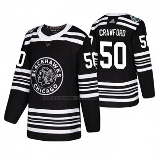 Camiseta Hockey Chicago Blackhawks Corey Crawford 2019 Winter Classic Negro
