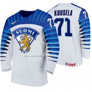 Camiseta Hockey Finlandia Kristian Kuusela Primera 2020 IIHF World Championship Blanco