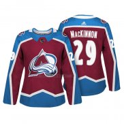 Camiseta Hockey Mujer Colorado Avalanche Nathan Mackinnon Autentico Jugador Maroon