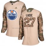 Camiseta Hockey Mujer Edmonton Oilers Milan Lucic Autentico 2017 Veterans Day Camuflaje