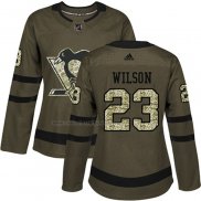 Camiseta Hockey Mujer Pittsburgh Penguins Scott Wilson 2018 Salute To Service Verde Militar