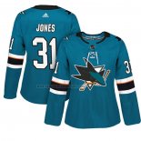 Camiseta Hockey Mujer San Jose Sharks Martin Jones Autentico Jugador Verde