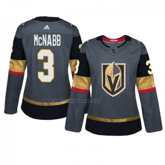 Camiseta Hockey Mujer Vegas Golden Knights Brayden Mcnabb Primera Autentico Jugador Gris