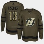Camiseta Hockey New Jersey Devils Nico Hischier 2018 Salute To Service Verde Militar