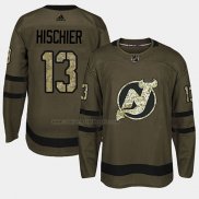 Camiseta Hockey New Jersey Devils Nico Hischier 2018 Salute To Service Verde Militar
