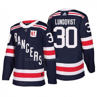 Camiseta Hockey New York Rangers Henrik Lundqvist Autentico 2018 Winter Classic Azul
