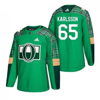 Camiseta Hockey Ottawa Senators Erik Karlsson 2018 Dia de San Patricio Verde