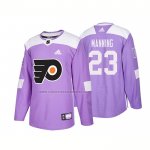 Camiseta Hockey Philadelphia Flyers Brandon Manning Autentico 2018 Fights Cancer Violeta