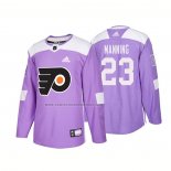 Camiseta Hockey Philadelphia Flyers Brandon Manning Autentico 2018 Fights Cancer Violeta