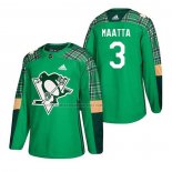 Camiseta Hockey Pittsburgh Penguins Olli Maatta 2018 Dia de San Patricio Verde