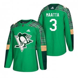 Camiseta Hockey Pittsburgh Penguins Olli Maatta 2018 Dia de San Patricio Verde