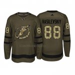 Camiseta Hockey Tampa Bay Lightning Andrei Vasilevskiy 2018 Salute To Service Verde Militar