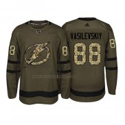 Camiseta Hockey Tampa Bay Lightning Andrei Vasilevskiy 2018 Salute To Service Verde Militar