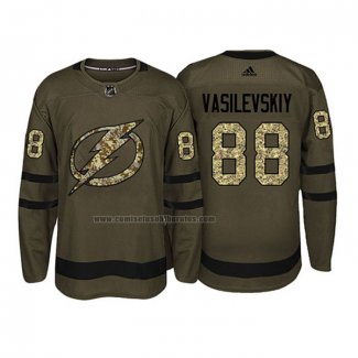 Camiseta Hockey Tampa Bay Lightning Andrei Vasilevskiy 2018 Salute To Service Verde Militar