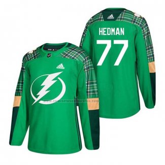 Camiseta Hockey Tampa Bay Lightning Victor Hedman 2018 Dia de San Patricio Verde
