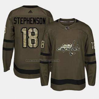 Camiseta Hockey Washington Capitals Chandler Stephenson 2018 Salute To Service Verde Militar