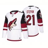 Camiseta Hockey Arizona Coyotes Derek Stepan 2018 Season Centennial Patch Team Road Blanco