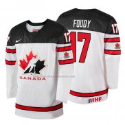 Camiseta Hockey Canada Liam Foudy 2018 IIHF World Championship Jugador Blanco