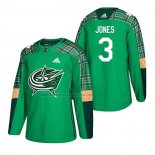 Camiseta Hockey Columbus Blue Jackets Seth Jones 2018 Dia de San Patricio Verde