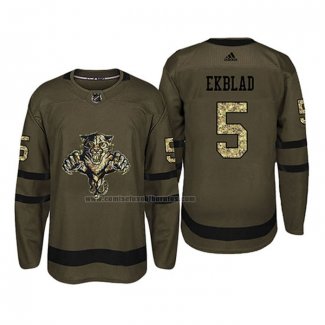 Camiseta Hockey Florida Panthers Aaron Ekblad 2018 Salute To Service Verde Militar