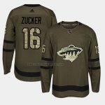 Camiseta Hockey Minnesota Wild Jason Zucker 2018 Salute To Service Verde Militar