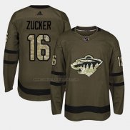 Camiseta Hockey Minnesota Wild Jason Zucker 2018 Salute To Service Verde Militar