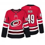 Camiseta Hockey Mujer Carolina Hurricanes Victor Rask Autentico Jugador Rojo