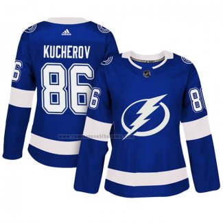 Camiseta Hockey Mujer Tampa Bay Lightning Nikita Kucherov Autentico Jugador Azul