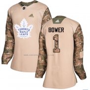 Camiseta Hockey Mujer Toronto Maple Leafs Johnny Bower Autentico 2017 Veterans Day Camuflaje