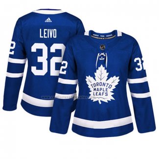 Camiseta Hockey Mujer Toronto Maple Leafs Josh Leivo Primera Autentico Jugador Azul