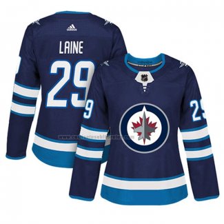 Camiseta Hockey Mujer Winnipeg Jets Patrik Laine Primera Autentico Jugador Azul
