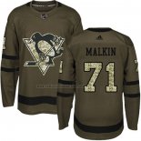 Camiseta Hockey Nino Pittsburgh Penguins Evgeni Malkin 2018 Salute To Service Verde Militar