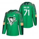 Camiseta Hockey Pittsburgh Penguins Evgeni Malkin 2018 Dia de San Patricio Verde