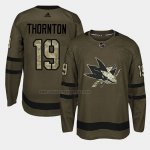 Camiseta Hockey San Jose Sharks Joe Thornton 2018 Salute To Service Verde Militar