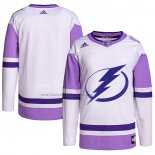 Camiseta Hockey Tampa Bay Lightning Blank Practice Autentico 2018 Fights Cancer Blanco Violeta