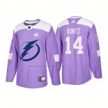 Camiseta Hockey Tampa Bay Lightning Chris Kunitz Autentico 2018 Fights Cancer Violeta