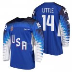 Camiseta Hockey USA Broc Little 2018 Olympic Azul2
