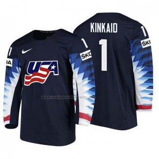 Camiseta Hockey USA Keith Kinkaid 2018 IIHF World Championship Jugador Negro