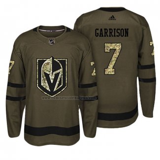Camiseta Hockey Vegas Golden Knights Jason Garrison Salute To Service Verde Militar