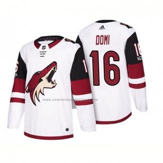 Camiseta Hockey Arizona Coyotes Max Domi 2018 Season Centennial Patch Team Road Blanco
