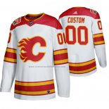 Camiseta Hockey Calgary Flames Personalizada 2019 Heritage Classic Autentico Blanco