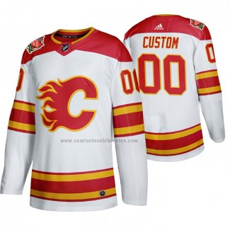 Camiseta Hockey Calgary Flames Personalizada 2019 Heritage Classic Autentico Blanco