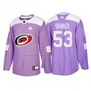 Camiseta Hockey Carolina Hurricanes Jeff Skinner 2018 Autentico 2018 Fights Cancer Violeta