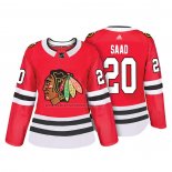Camiseta Hockey Mujer Chicago Blackhawks Brandon Saad Autentico Jugador Rojo